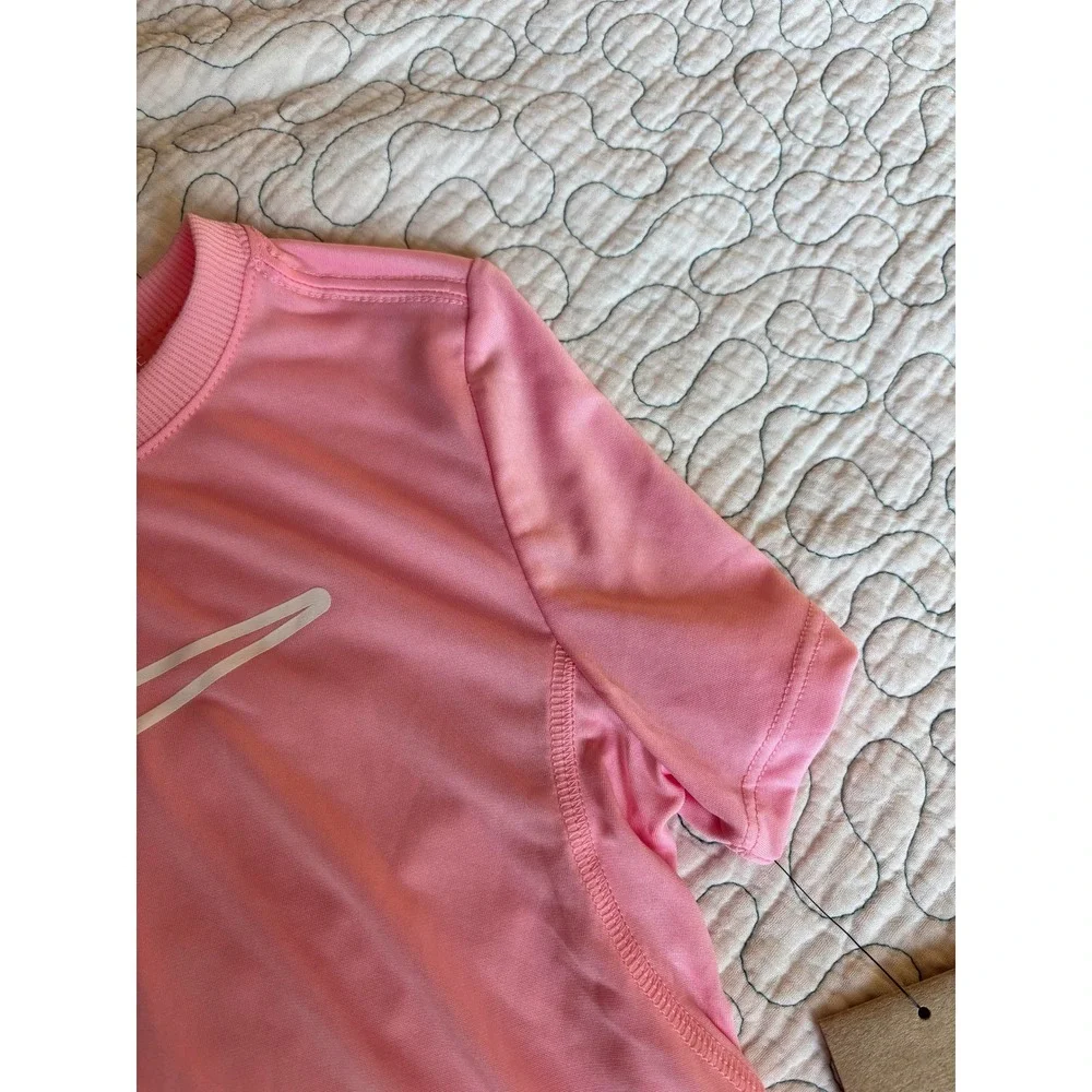 Nike Girls Dri-FIT Short Sleeve T-Shirt Soft Pink Size 6X